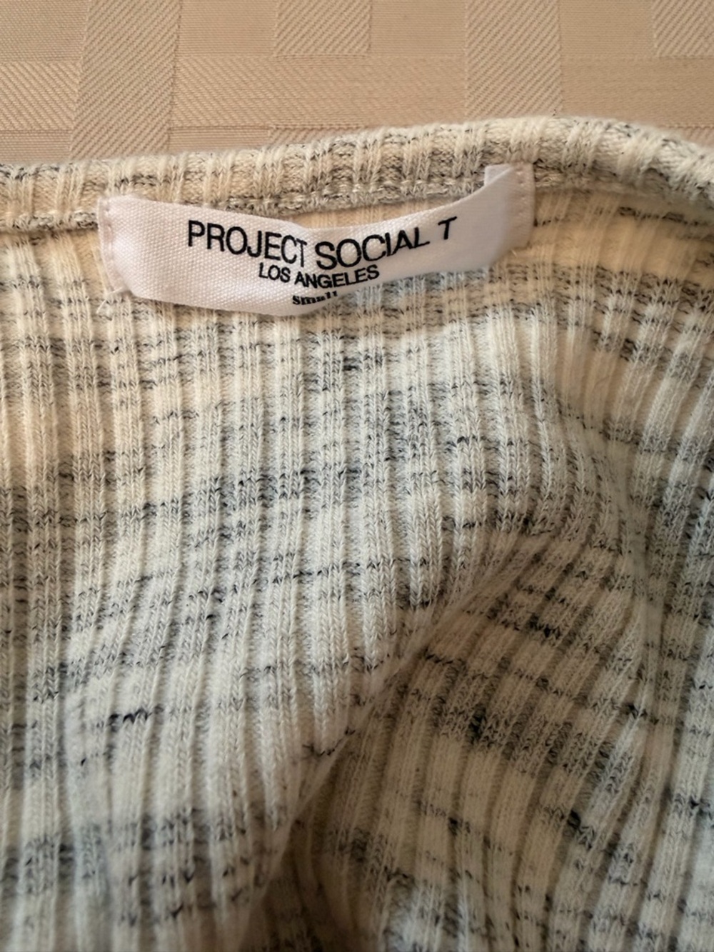 Project Social T Marled Oatmeal Ribbed Button Tank - Picture 2 of 7